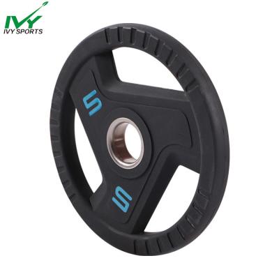 China Hot Sale Universal Weightlifting TPU Barbell Plate Black Weight Plate 51mm for sale