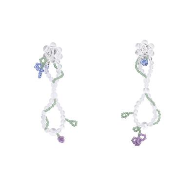 China Crystal Beading 2022 New Design 4cm Romantic Water Mist Garden Series White Crystal Flower Earrings for sale