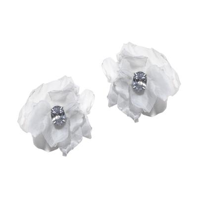 China Other Fashion Luxury Good Quality Style Metal Floral Zircon White Crystal Earrings for sale