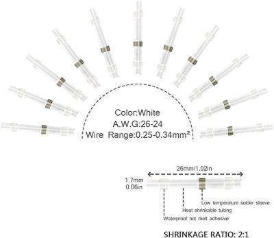 China 100pcs EVA+Copper Heat Shrink Solder Joint Wire Butt Connectors Waterproof Marine Electrical White Automotive Terminals for sale