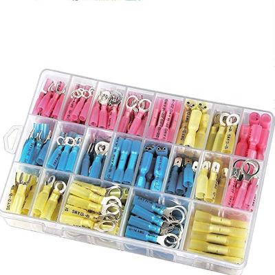 China PE+Brass Factory Wholesale 250pcs Heat Shrink Wire Automotive Connectors Marine Electrical Terminals Kit Waterproof Ring Set With Case for sale