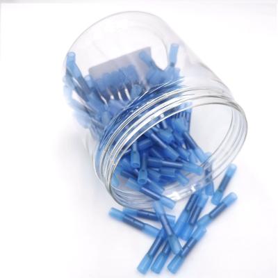 China A.W.G. Heat Marine Grade Insulated Crimp Waterproof Butt Splice Electrical Connectors 150PCS PE+Copper 16-14 Blue Shrink Butt Connectors for sale