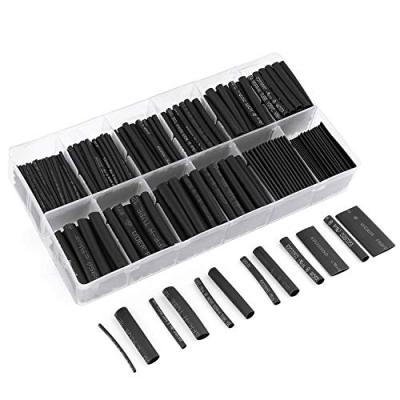 China 650pcs Heat Insulation Heat Shrink Tubing Black Innhom Heat Wire Shrink Tube Wire Shrink Wrap Ratio 2:1 Electrical Cable Kit Set for sale