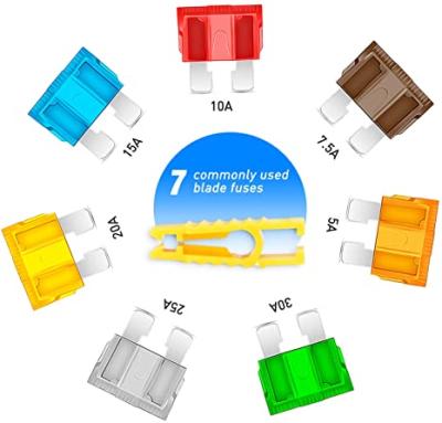 China Plastic + Standard Kit 5, 7,5, Regular 10,15,20,25,30AMP APR/ATO /ATC (Open) Blade Metal Fuse 120pcs Assortment Fuses For Cars, Trucks, for sale