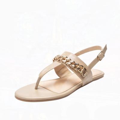 China Cushioning Customization Beach Flip Flops Jelly Slippers For Women Metal Ladies Chain Sandals for sale