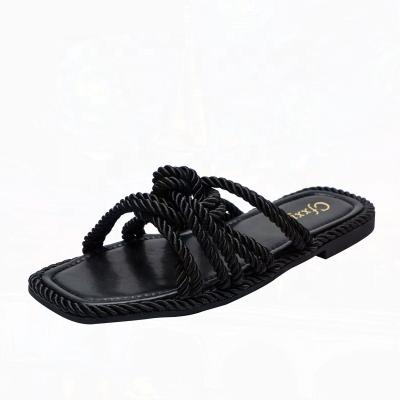 China Cushioning 2022 OEM New Woven Summer Women's Fashion Casual Sandals And Slippers The Factory for sale