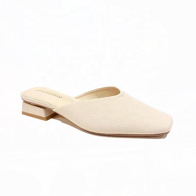 China 2022 New Breathable Thick Heels Adjust Toe Pregnant Women's Half Slipper Low Heel Office Flat Heel Sandals Muller Shoes Women for sale