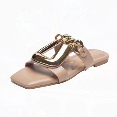 China Fashion Trend Customized 2022 Summer Fashion Slide Toothy Ladies Slippers Popular High Quality Outdoor Ladies Flat Sandals for sale