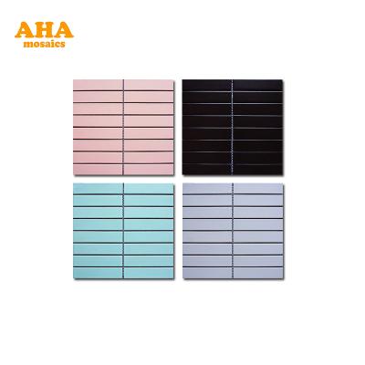 China Matte Color Strip Mosaic Tiles Glossy Modern High Quality Modern For Kitchen Firewall Shower Wall Decoration for sale