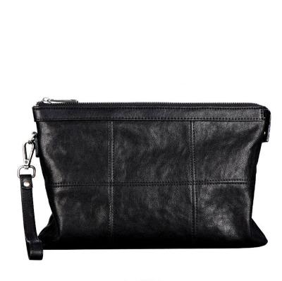 China Dreamtop DTC414 Fashion Cowhide Full Grain Envelope Daily Black Clutch Bag Luxury Leather Briefcase Bag Purse For Men for sale