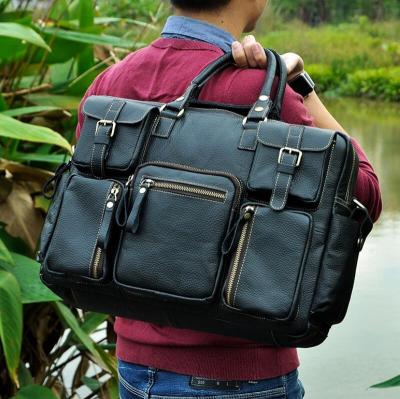 China Dreamtop DTG249 Black Cowhide Leather Men Business 16 Inch Laptop Tote Bag Men Tote Classic Design Messenger Business Leather Bag Men for sale