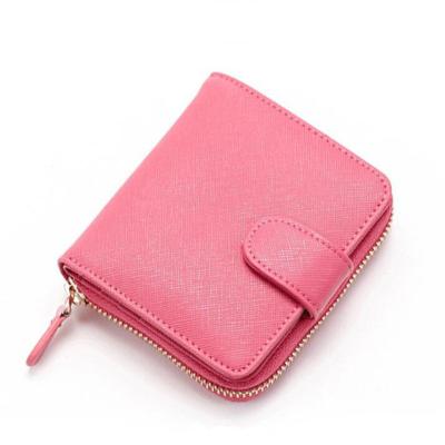 China Fashoion Dreamtop Saffiano Leather Women Short Zipper Wallet Card Case Lady Fashion Chic Wallet DTE412 for sale