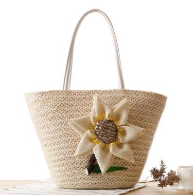 China Straw Beach Tote Bag Dreamtop DTD517 Women Beach Handbag Fashion Sunflower Straw Beach Canvas Tote Bag for sale