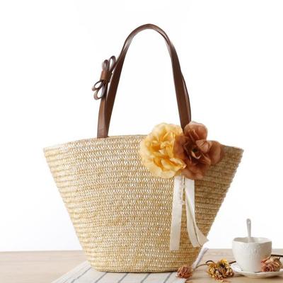 China Dreamtop DTD499 Fashion Vacation Natural Theat Straw Beach Bag Tote For Women for sale