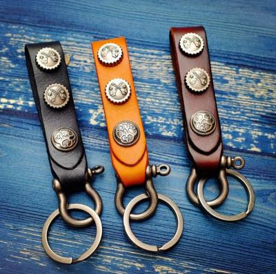 China Dreamtop DTF264 style men's genuine leather key chain key chain handmade small vintage punk gifts for sale