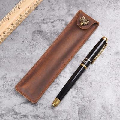 China Luxury Vintage Style Leather Men's Vintage Pencil Case Gifts Freebie Promotion Dreamtop DTF200 Pen Pocket Leather Pouch for sale