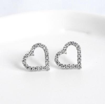 China Dreamtop DTS046 Love Heart Girls Jewelry Punk Ear Studs 925 Sterling Silver Stud Earrings For Women for sale