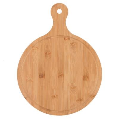 China Sustainable Reusable Round Bamboo Pizza Tray Pizza Plate for Restaurant Home Dinner for sale