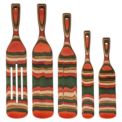 China New viable 5pcs set of colorful wooden spatula kitchen utensils set for sale