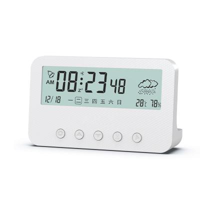 China Calendars Smart Digital Alarm Clock LCD Weekday Temperature Humidity Electronic Electronic Backlight Clock for sale