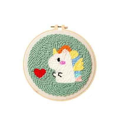 China China DIY Handmade Cartoon Animal Crafts Punch Needle Embroidery Kit for sale