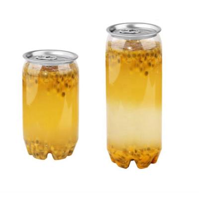 China Free Sample 12oz 16oz 24oz PET Plastic Transparent Beverage Soda Can For Drinks Custom Clear Soda Jar for sale