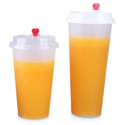 China Custom Printed Single Wall Food Grade PP Clear Disposable Plastic Smoothie Tea Cup Cup With Lid for sale