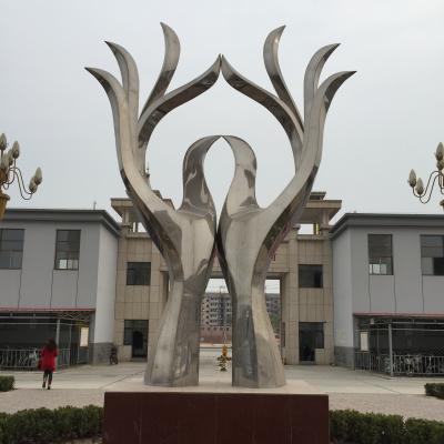 China Custom Modern Abstract Metal Garden Art Statue Europe Stainless Steel Outdoor Sculpture for sale