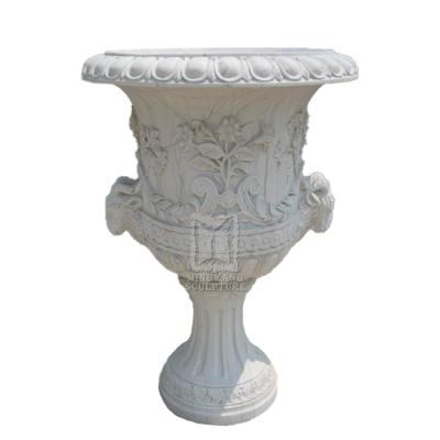 China Planter Flowerpot EUROPEAN Natural Marble Glass Shaped Large Size Classic Stone Garden Pot Hand Carved Factory Direct Wholesale for sale