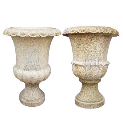 China EUROPEAN cheap price flowerpot chinese cream granite stone marble flower pot for villa garden decoration for sale for sale