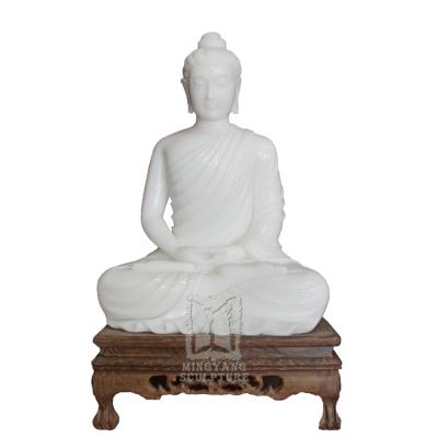 China Traditional High Quality Small Size Marble Craft Stone Sitting Buddha Statue Stone Handwork For Home Decor for sale