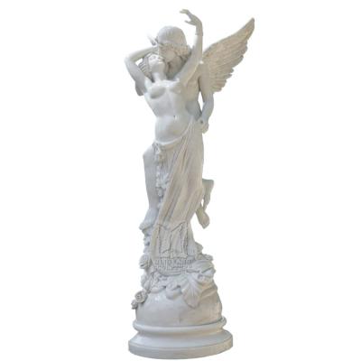 China Modern Naked Stone Angel Large Cupid Lover Sculpture Boy and Girl Marble Statue Carved for Outdoor Garden Decoration for sale