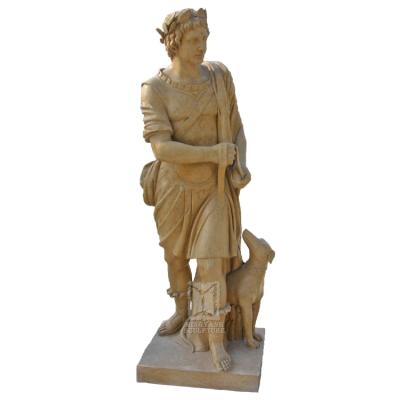 China Modern Antique Man Marble Statue Stone Carved Ancient Greek Dog Hunter Statuary Outdoor Customized Orion Young Male Sculpture With for sale