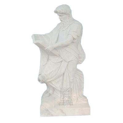 China Contemporary Life Size Saint Matthew Marble Statue For Garden Outdoor Christian Religious Apostle Disciple Decoration Sculpture for sale