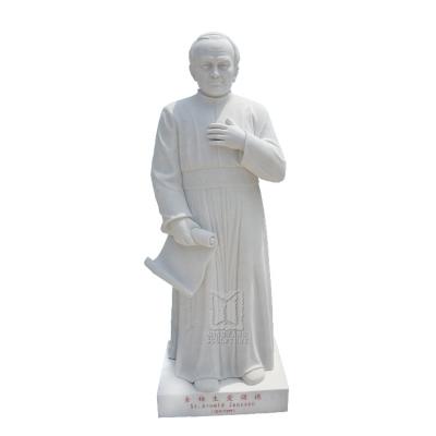 China Contemporary Marble Priest Christian Father Stone Sculpture Clergyman of St Arnold Janssen Statue Outdoor Decorative Catholic statuary for sale