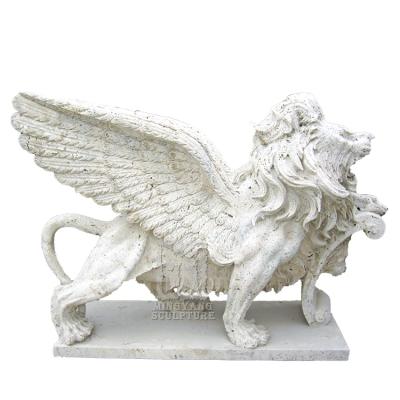 China EUROPEAN Walking Flew Lion Stone Statue Large Travertine Granite Lion Sculpture For Outside Gateway Decoration for sale