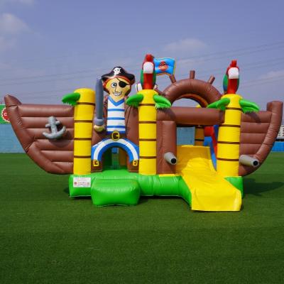 China 0.55mm Plato PVC tarpaulin best-selling new design cheap inflatable bouncer for sale outdoor inflatable trampoline pirate combo theme for sale