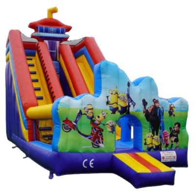 China 0.55mm Plato PVC Tarpaulin Inflatable Slides Commercial Air Bouncer For Sale Outdoor Giant Inflatable Dry Slide Cartoon Theme for sale