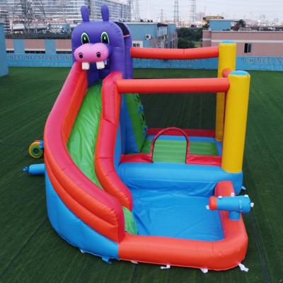 China Wooden Bouncing Castles Combo Inflatable Bounce House Water Slides Jumping Backyard for sale