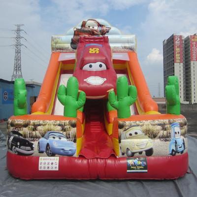 China Disney's Water World Cute Plastic Commercial Inflatable Slide Cars Inflatable Bounce Slide for sale