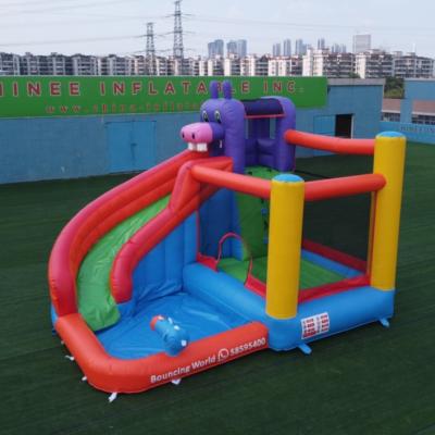 China Kids Hippo Inflatable Water Slide With Inflatable Chamber 5mL*4mW*3mH Colorful Pool Bounce Wet Combo Or Customized for sale