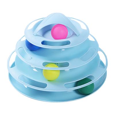 China 3 Viable Levels Cat Toy Tower Tracks Multistage Interactive Toy Chasing Ball in Puzzle Game for Pets for sale