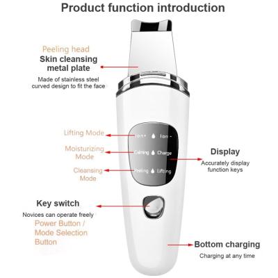 China HOT SALE USB Electric Ultrasonic Skin Scrubber Machine Ultrasonic Skin Deep Cleansing Facial Scrubber for sale