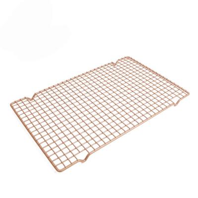 China CHEFMADE Bold-Grid Design Rectangle Sustainable Rack for Oven Baking Champagne Gold Non-Stick Cooling Rack for sale