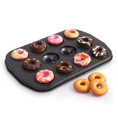 China CHEFMADE 12 Viable Mini Carbon Steel Non Stick Bakeware Cup Making Tray Cake Mold Donut Pan Bake for sale