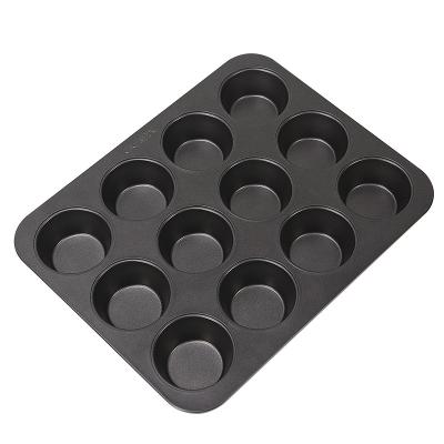 China Viable Cup Mini Probake Good Cook Nonstick Bakeware Black Silver Tray Baking Mold Muffin Pan by CHEFMADE 12 for sale