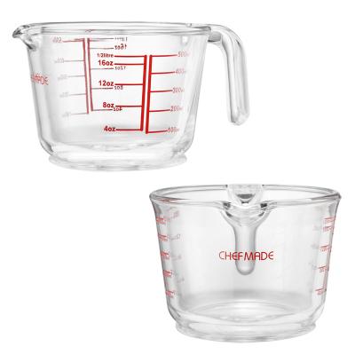 China CHEFMADE Coffee Pot Slice Teapot Cup Viable Tempered Glass Clear Measuring Cup With Scale Line for sale