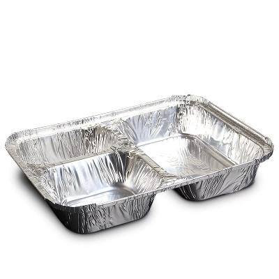 China Eco-friendly Food Grade 3 Compartment Aluminum Tray Disposable Aluminum Foil Container for sale