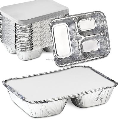 China Eco-friendly Food Grade Caterer 3 Compartoment Fast Food Container Meal Prep Aluminum Foil Container for sale