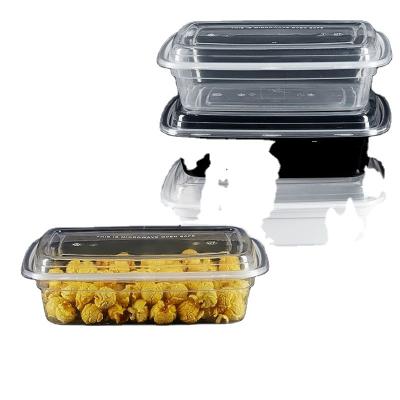 China Walson Disposable Microwave 25oz Safe To Go Easy Open Disposable Plastic Food Container Lunch Box Meal Prep Black Black for sale